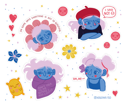 Peach Emotions Sticker Sheet